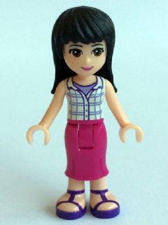 LEGO Minifigure-Maya, Magenta Mid Length Skirt, White Plaid Button Shirt-Friends-FRND131-Creative Brick Builders